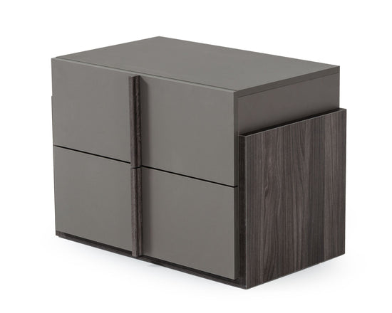 Nova Domus Lucia - Italian Modern Elm and Matte Grey Nightstand