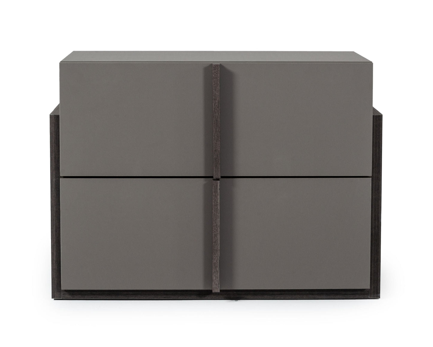 Nova Domus Lucia - Italian Modern Matte Grey / Elm Grey Bed + 2 Nightstands Set