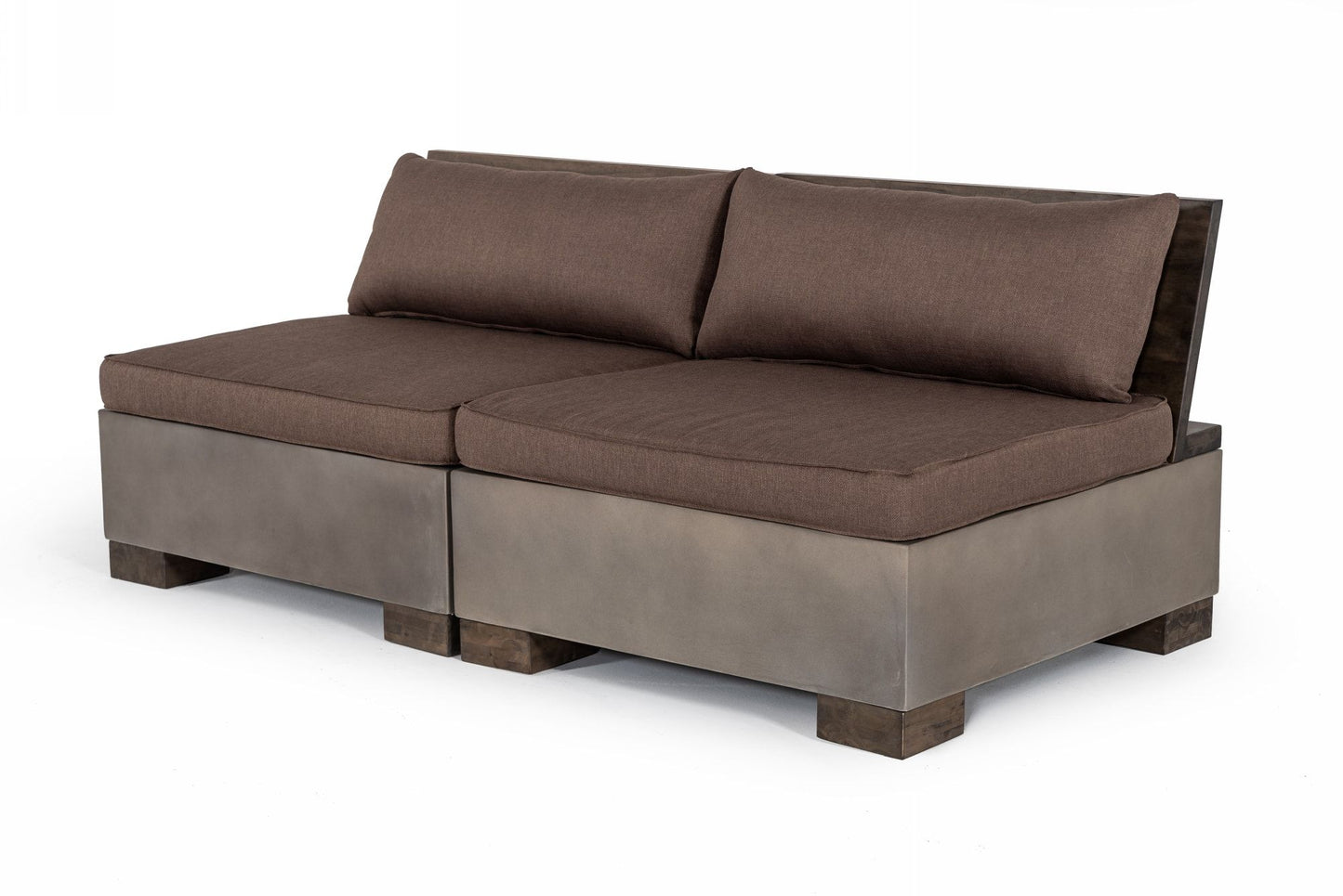 Modrest Delaware - Modern Concrete Modular Sectional Sofa Set with Square Coffee Table