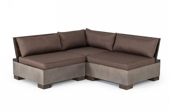 Modrest Delaware - Modern Concrete Modular Sectional Sofa Set with Square Coffee Table