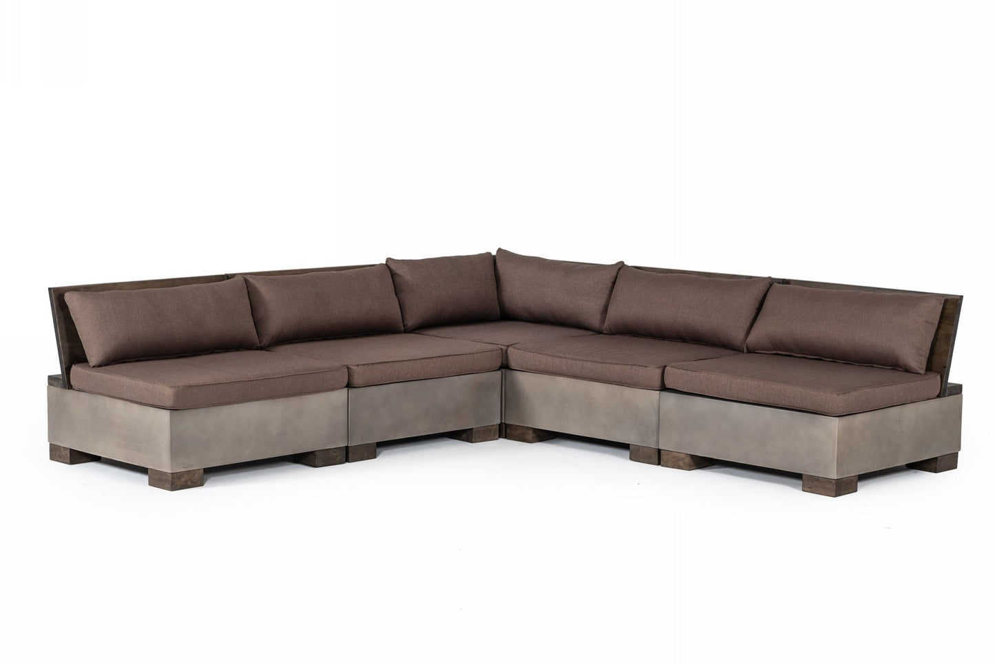 Modrest Delaware - Modern Concrete Modular Sectional Sofa Set with Square Coffee Table