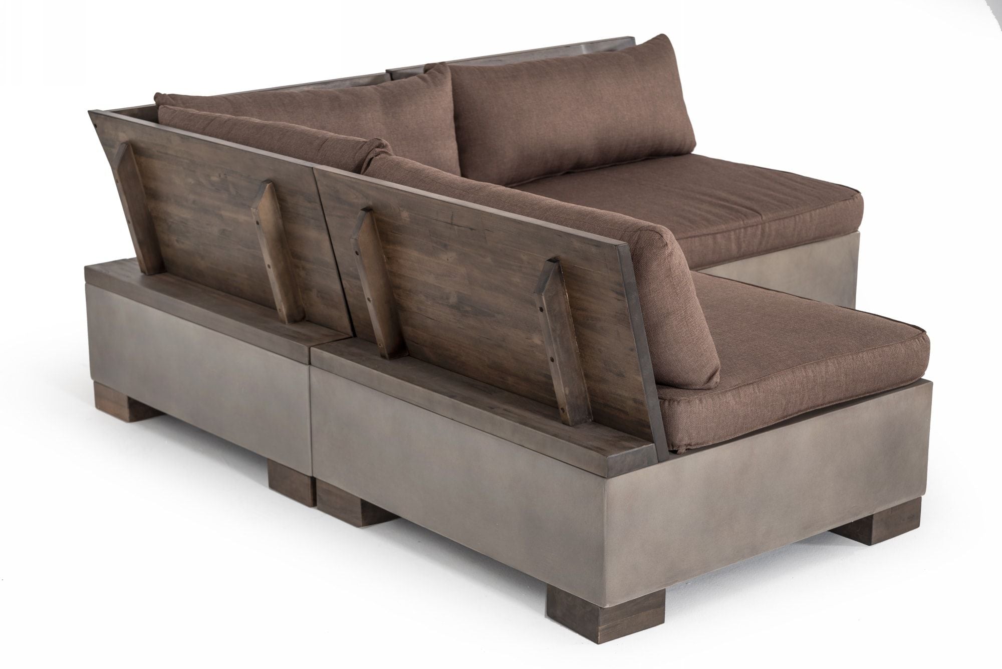 Modrest Delaware - Modern Concrete Modular Sectional Sofa Set with Square Coffee Table