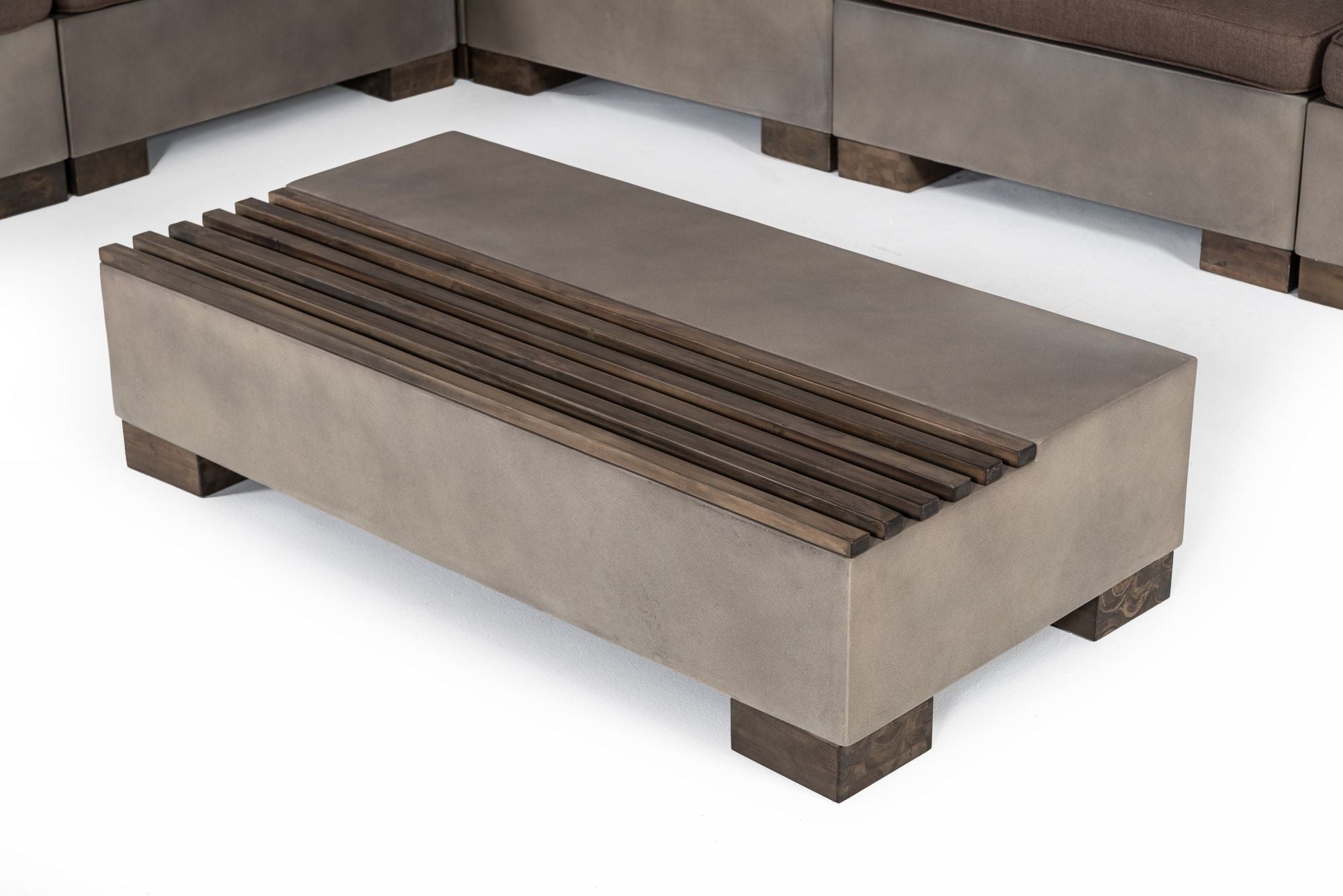 Modrest Delaware - Modern Concrete Modular Sectional Sofa Set with Rectangular Coffee Table