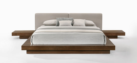 Modrest Tokyo - Contemporary Walnut and Grey Platform Bed