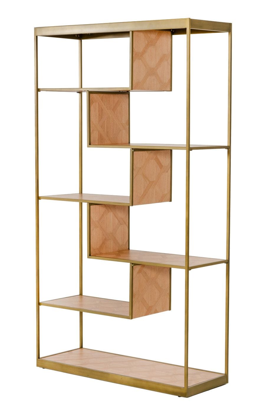 Modrest Jessica - Modern Oak & Brass Bookshelf