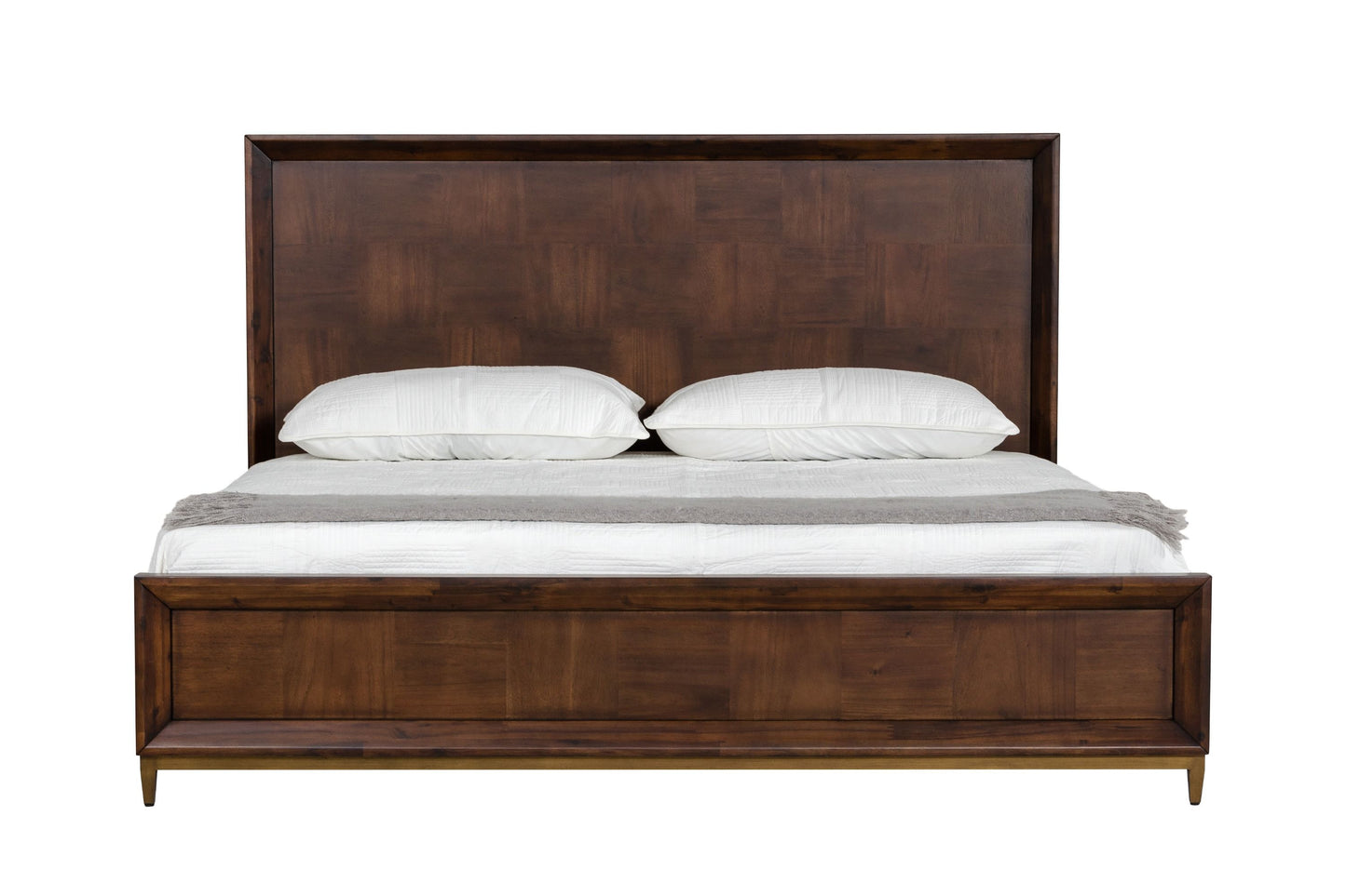 Modrest Shane - Queen Modern Acacia & Brass Bed