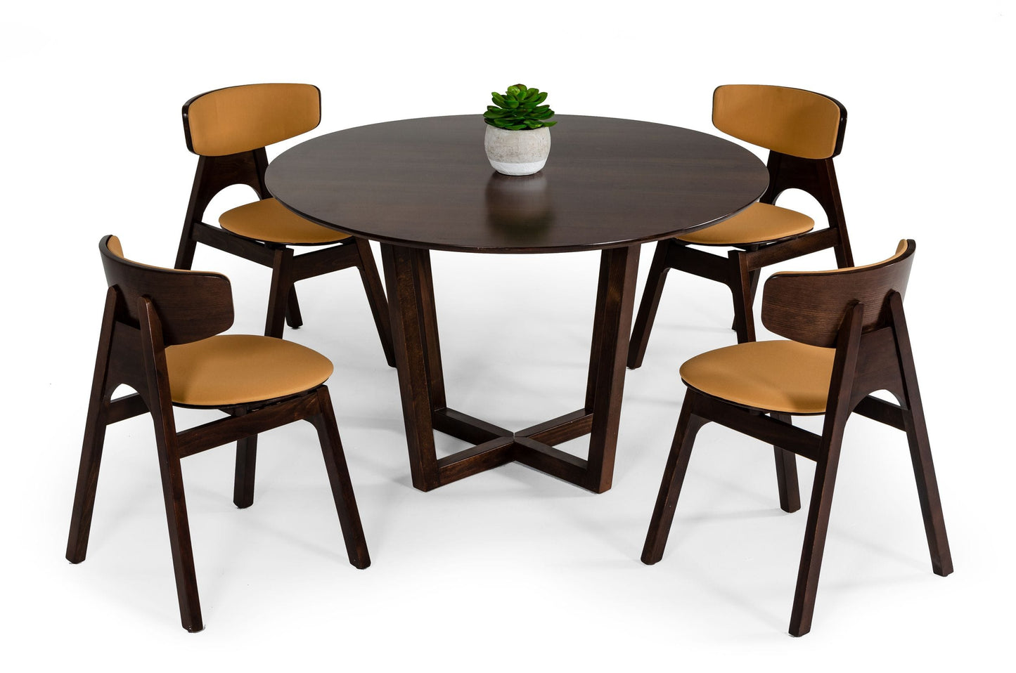 Modrest Legacy - Modern Round Solid Walnut Beechwood Dining Table