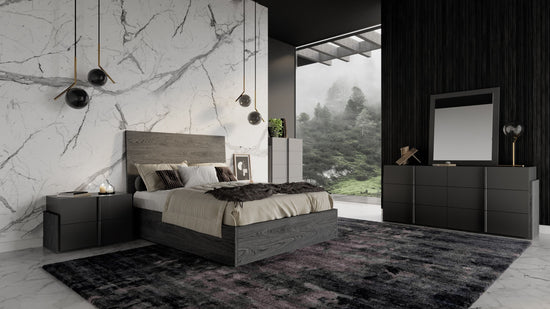 Queen Nova Domus Lucia - Italian Modern Matte Grey / Elm Grey Bedroom Set