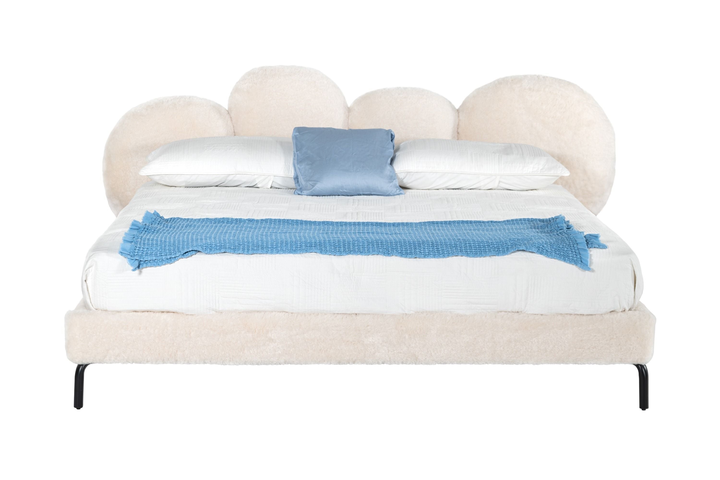 Modrest Destiny - Eastern King Contemporary White Sherpa Bubble Bed