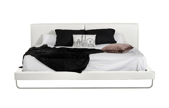 Queen Modrest Ramona Modern White Leatherette Bed