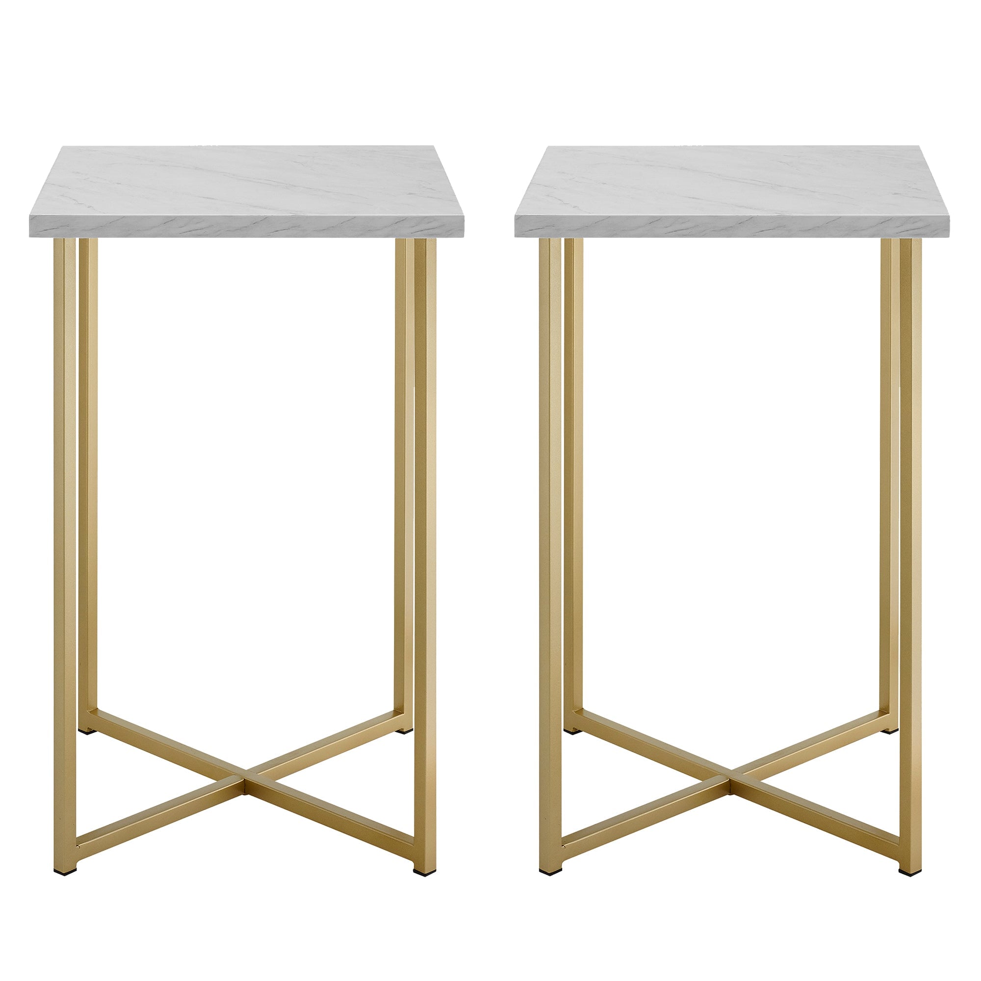 Modern Glam Metal and Wood Square Accent Tables 2-Piece Set