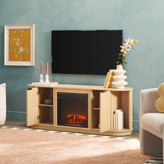 Chloe Modern Scandinavian Reeded 60" Fireplace TV Stand