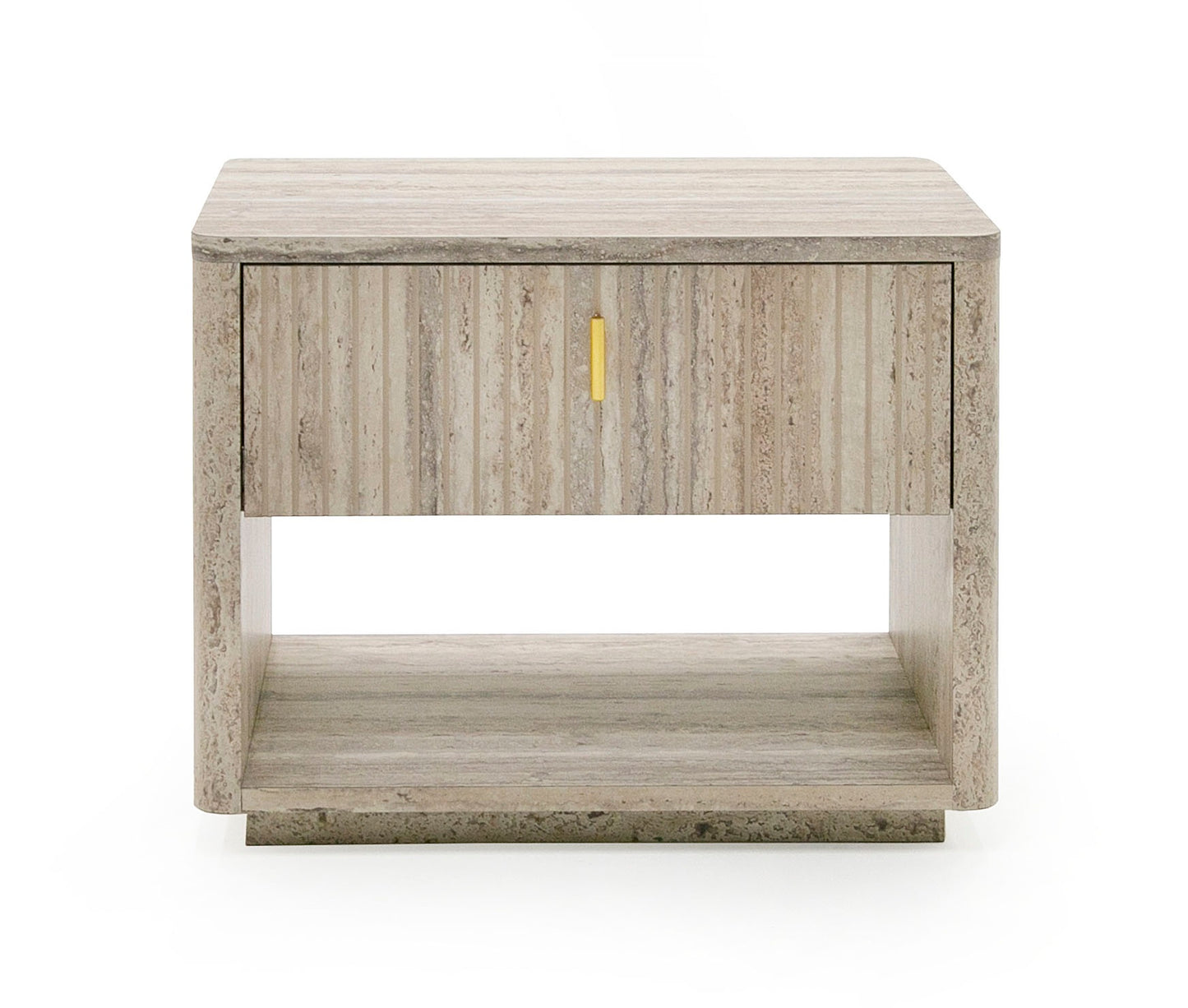 Nova Domus Roma - Modern Travertine + Gold Nightstand