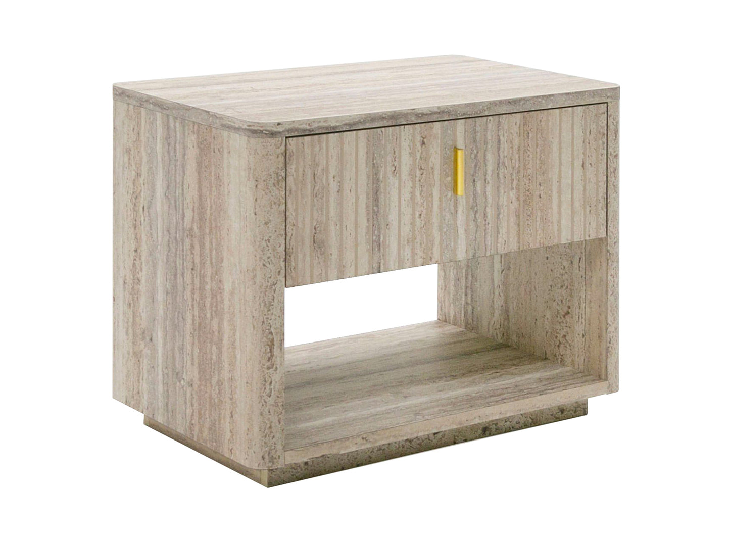 Nova Domus Roma - Modern Travertine + Gold Nightstand