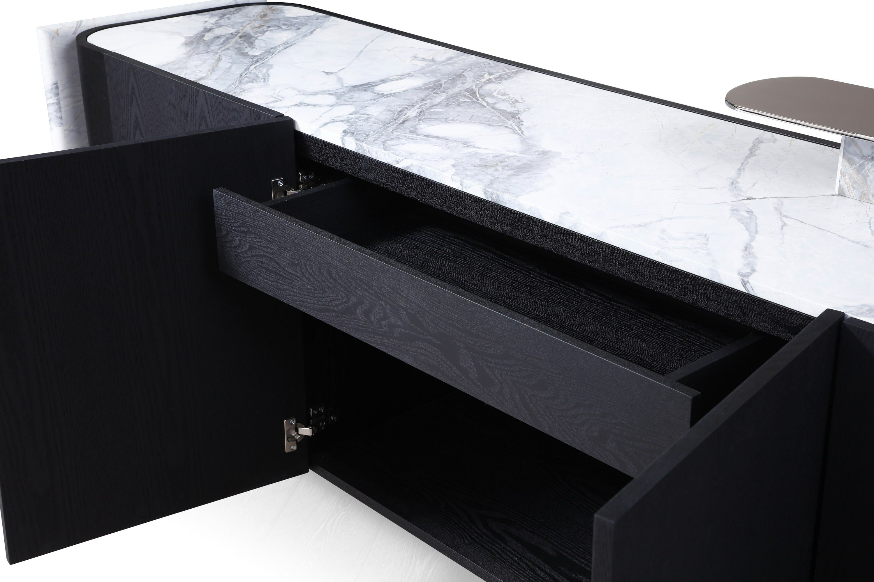 Modrest Broxburn - Modern Black Oak + Faux Marble Buffet