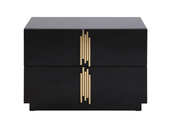 Modrest Token - Modern Black + Gold Wide Nightstand