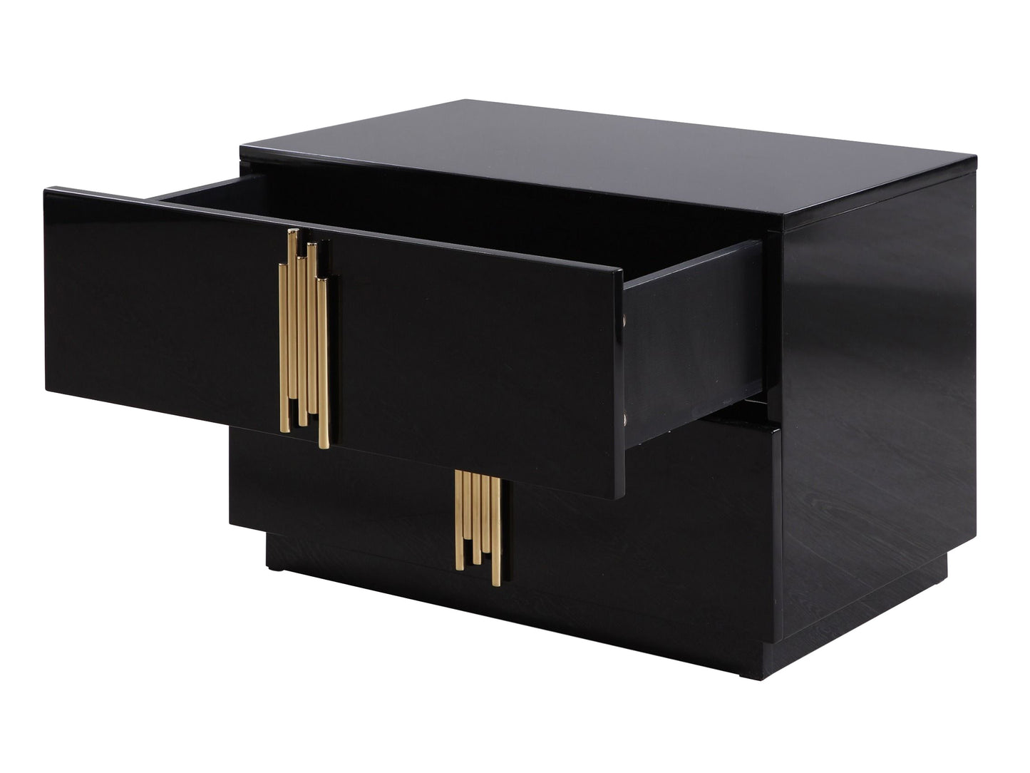 Modrest Token - Modern Black + Gold Wide Nightstand