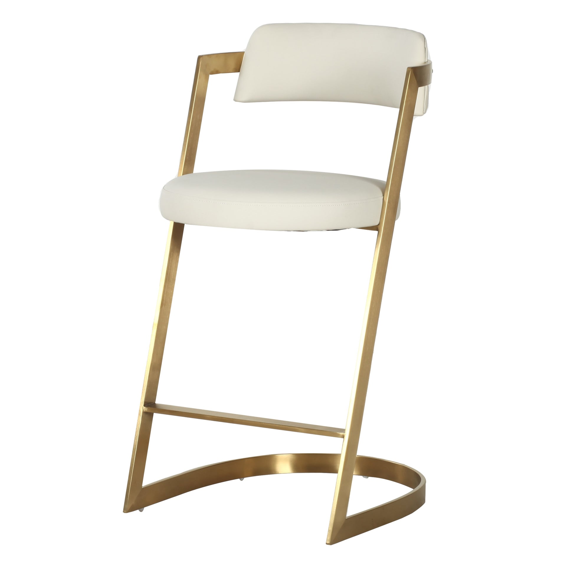 Modrest Shandra - Beige Pleather + Gold Counter Stool