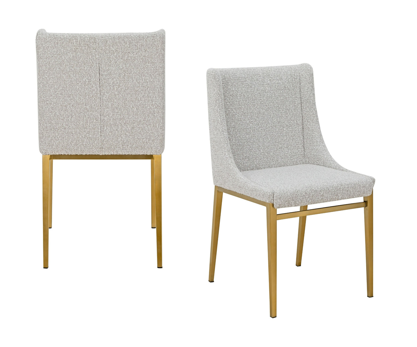 Modrest Mimi  - Modern Light Grey Fabric + Antique Brass Dining Chair (Set of 2)