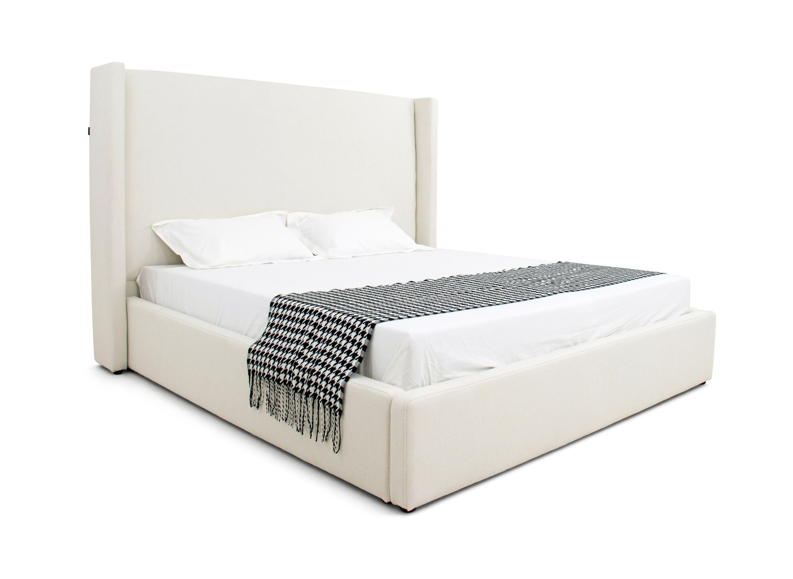 Queen Modrest Byrne - Modern Off White Fabric Bed