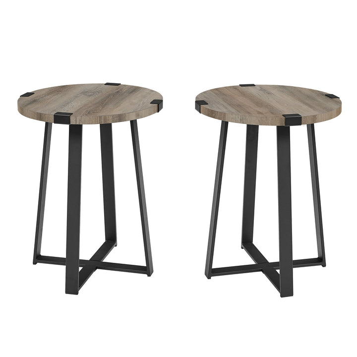 Modern Industrial 2-Piece Metal Wrap Side Table