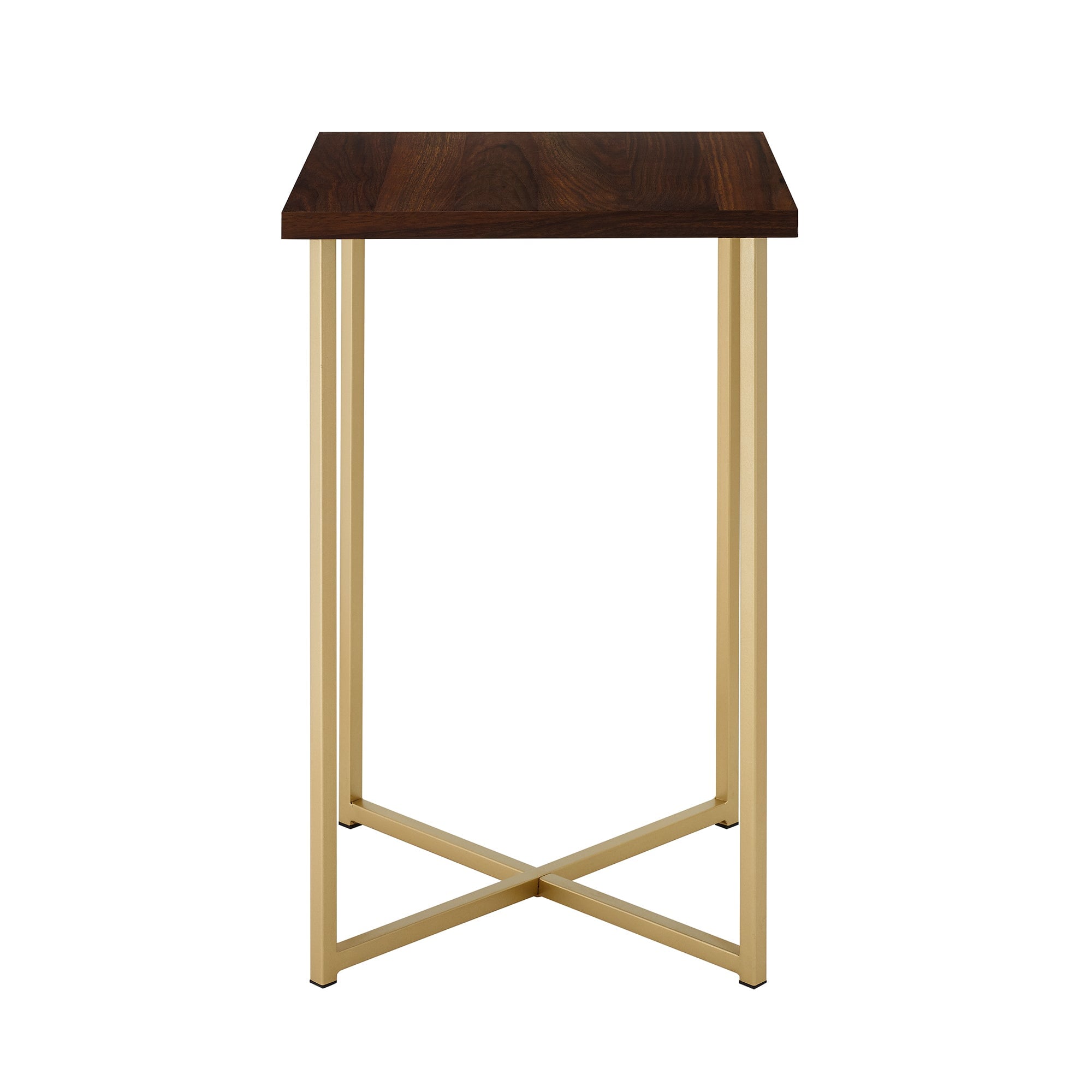 Modern Glam Metal and Wood Square Accent Tables 2-Piece Set