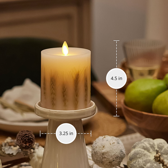 Embedded Wheat Flameless Candle Pillar