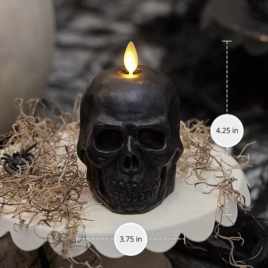 Black Small Flameless Candle Skull