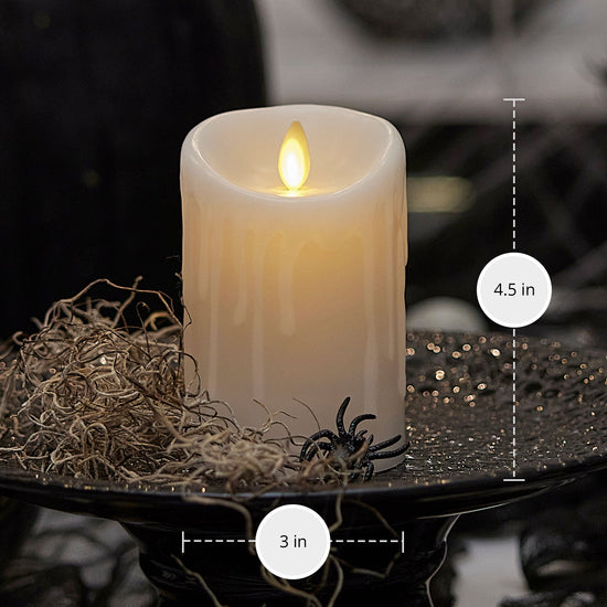 White Wax Drip Flameless Candle Pillar