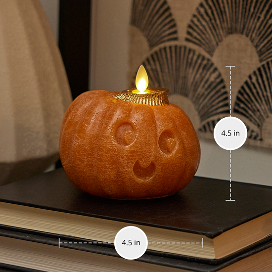 Orange Chalky Flameless Candle Cute Jack-o'-lantern Pumpkin