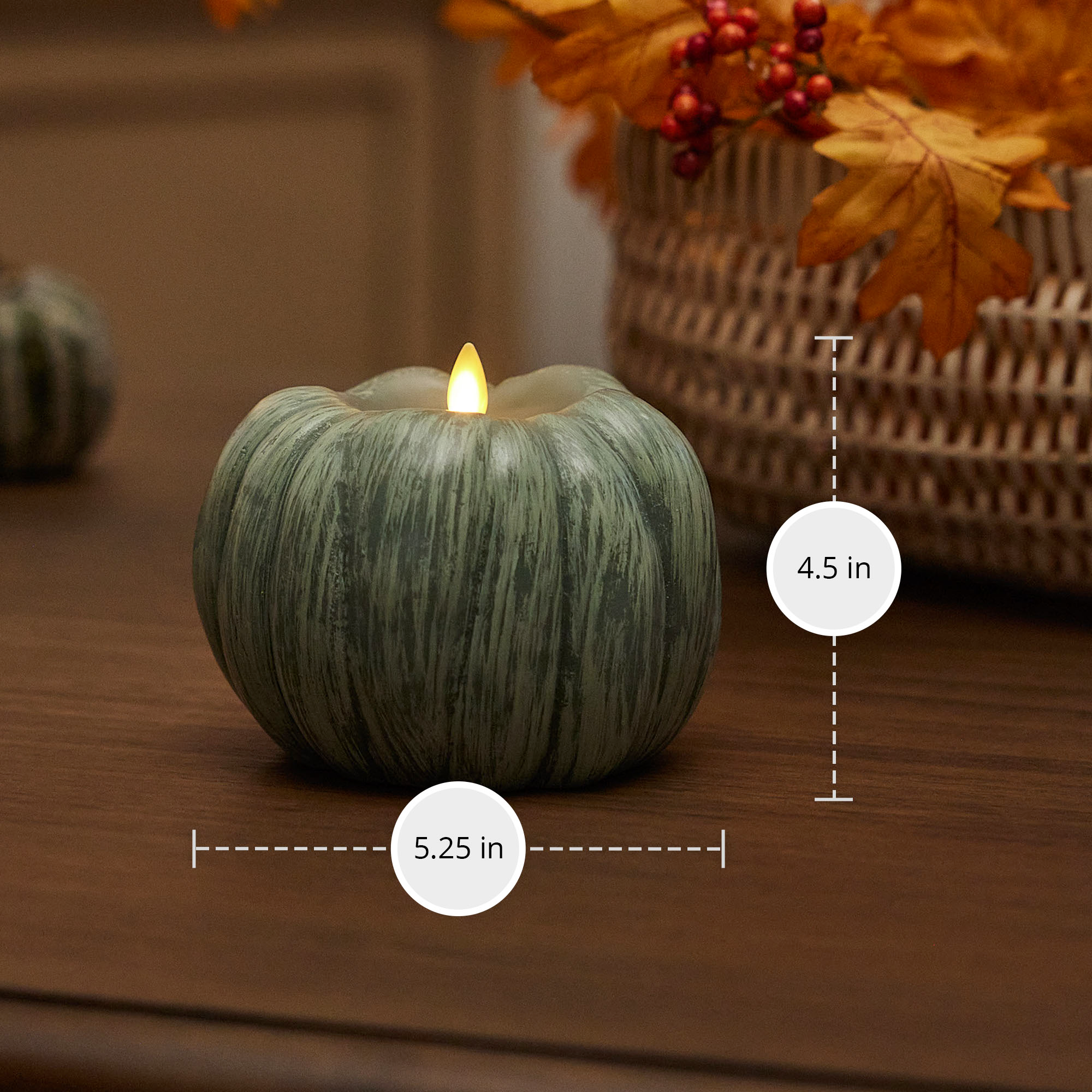 Iceberg Green Flameless Candle Pumpkin