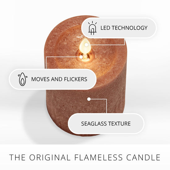 Adobe Seaglass Flameless Candle Pillar