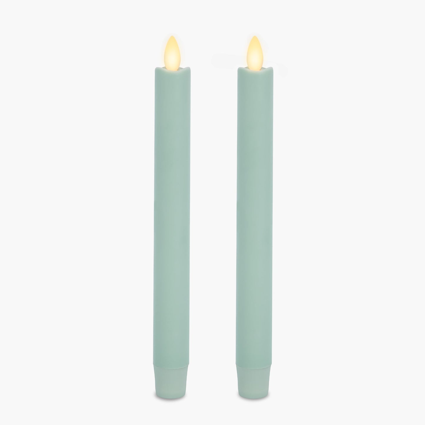 Fresh Mint Flameless Candle Tapers - Melted Top - 9.5" Height - Set of 2