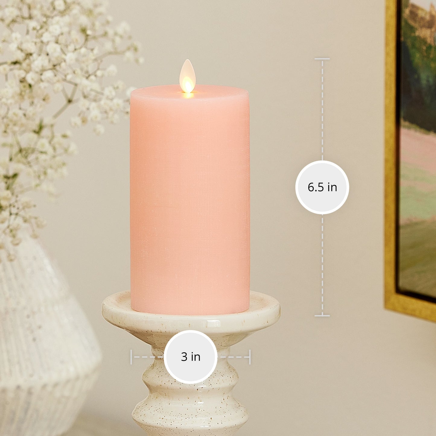 Chalky Linen Mellow Peach Flameless Candle Pillar