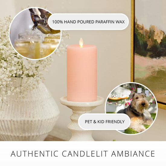 Chalky Linen Mellow Peach Flameless Candle Pillar