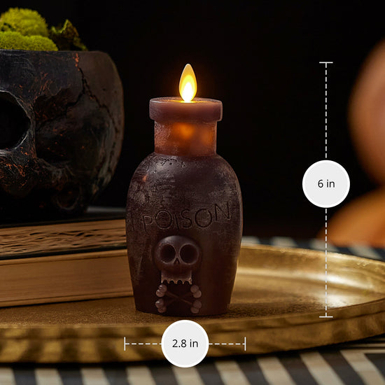 Dark Chocolate Chalky Flameless Candle Poison Bottle