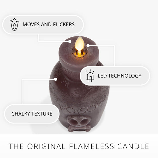 Dark Chocolate Chalky Flameless Candle Poison Bottle