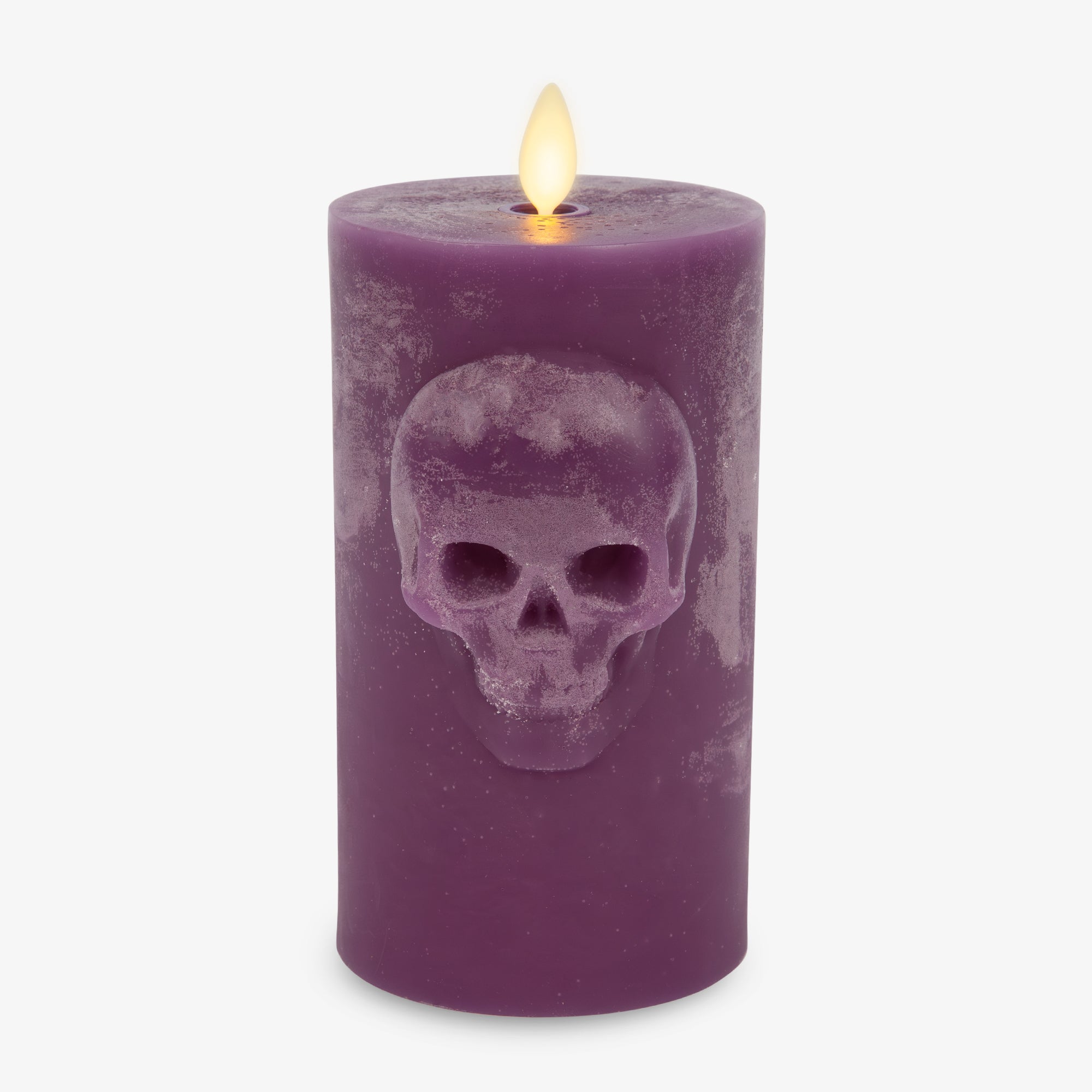 Imperial Purple Chalky Flameless Candle Skull Pillar