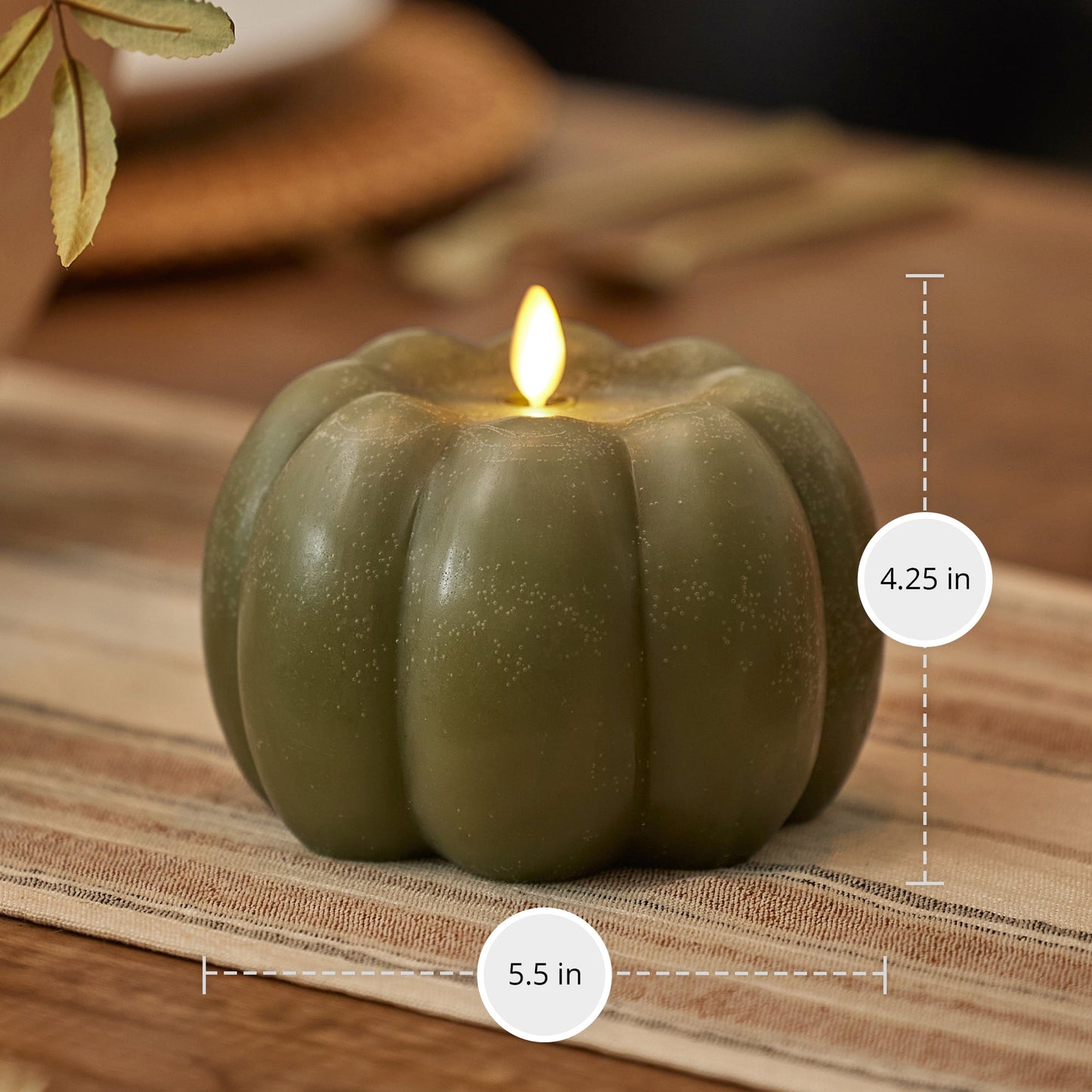 Loden Green Chalky Flameless Candle Pumpkin