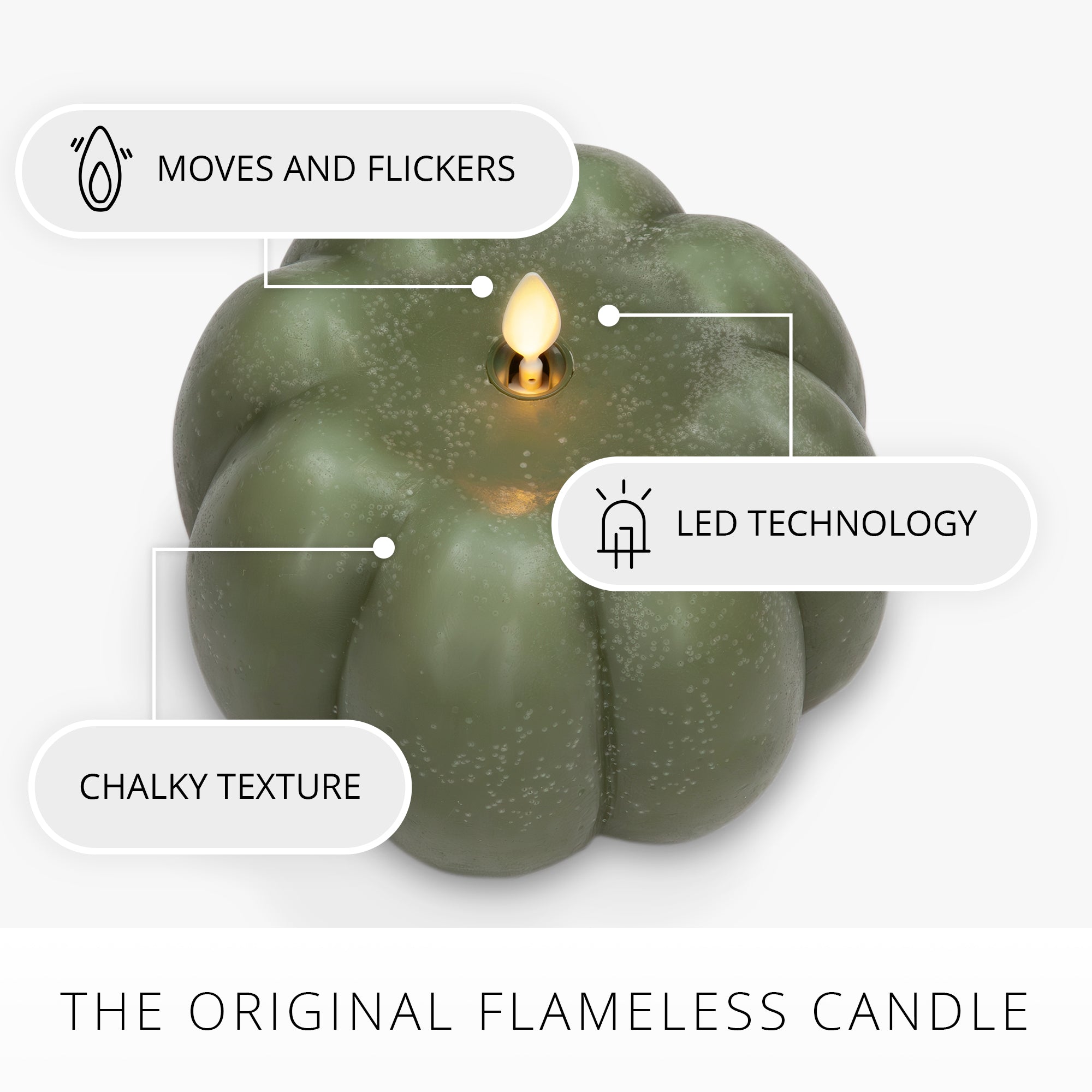 Loden Green Chalky Flameless Candle Pumpkin