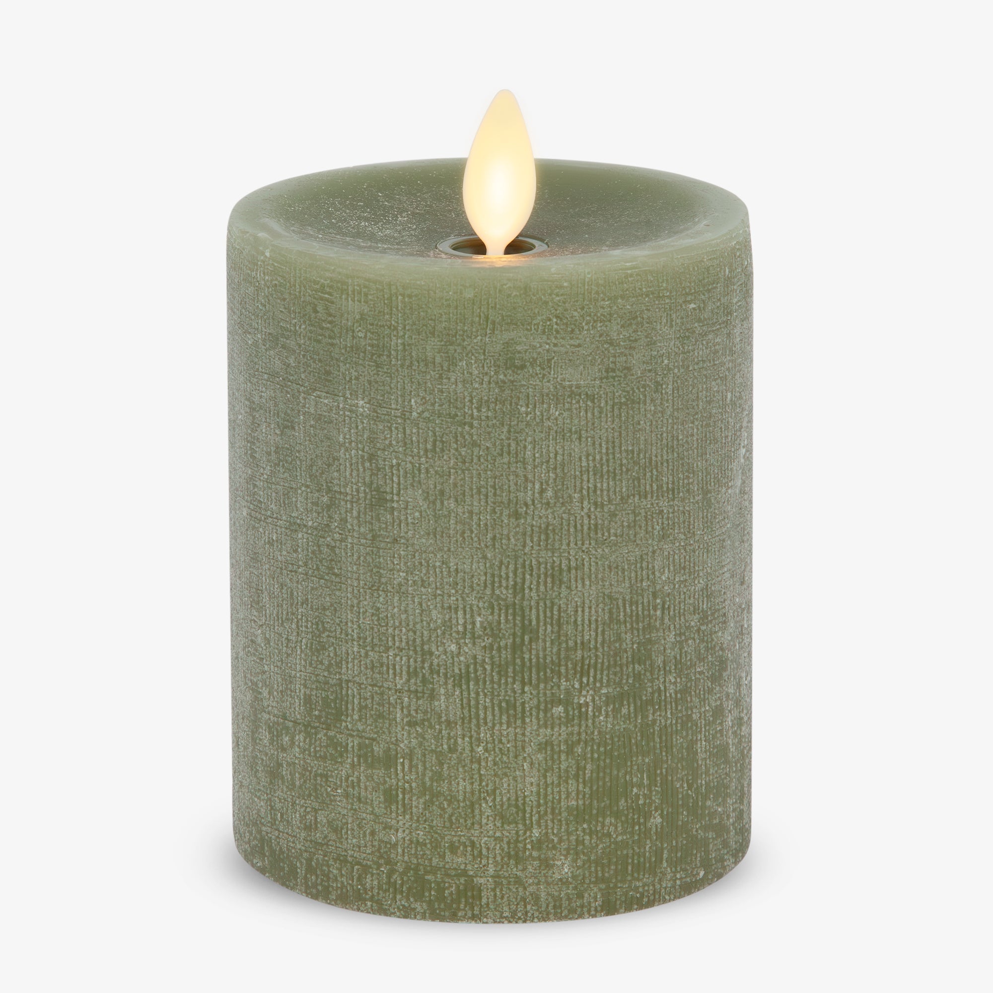 Loden Green Chalky Linen Flameless Candle Pillar