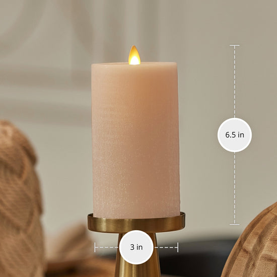 Irish Cream Chalky Linen Flameless Candle Pillar