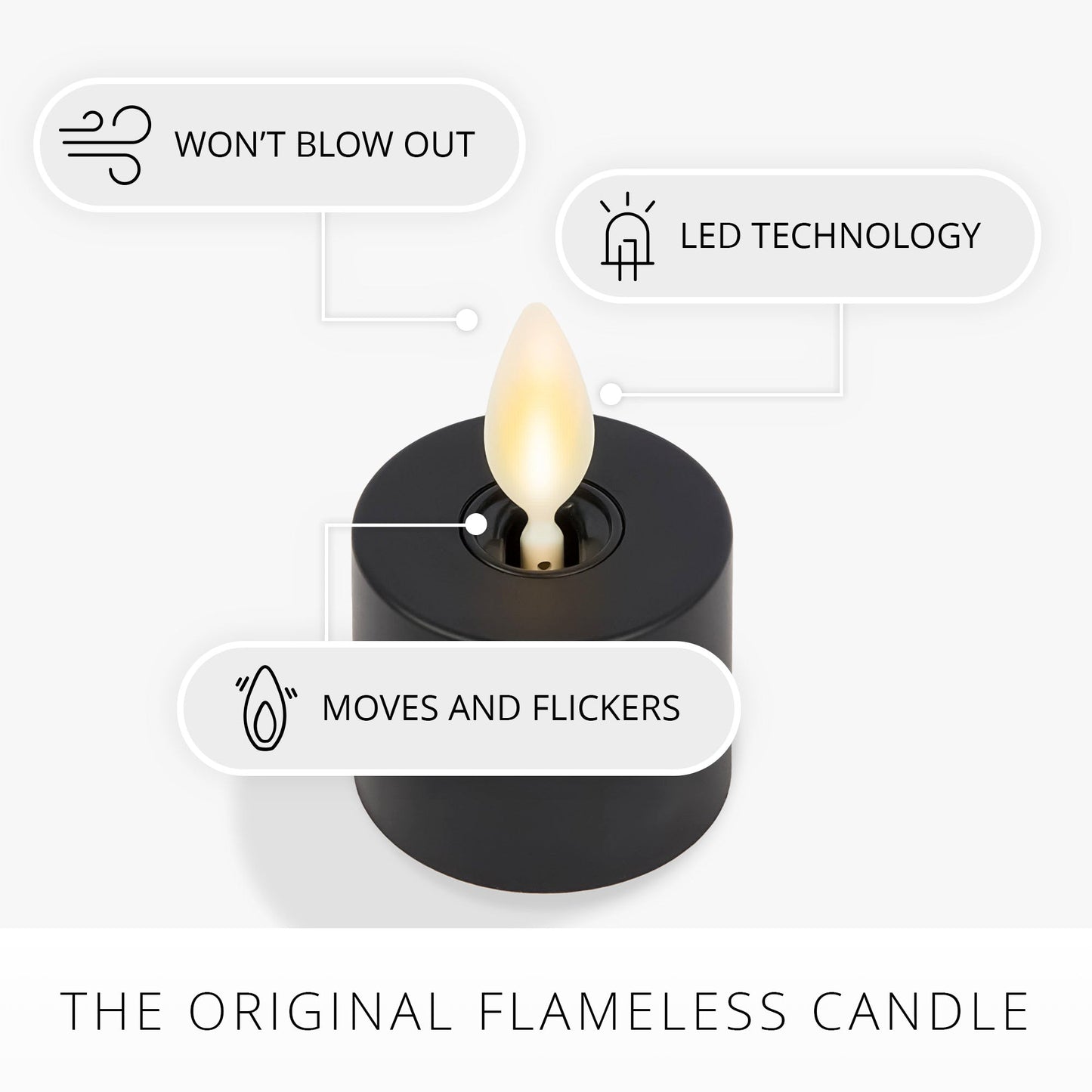 Black Flameless Candle Tealights - Set of 2