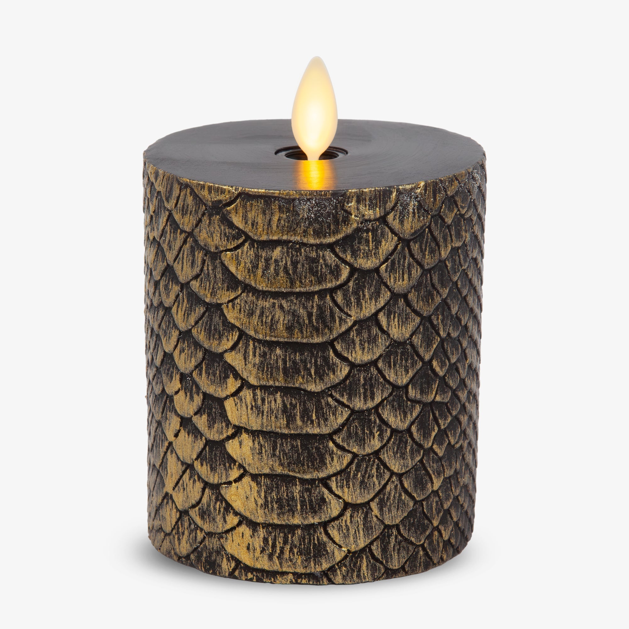 Black and Gold Snakeskin Flameless Candle Pillar