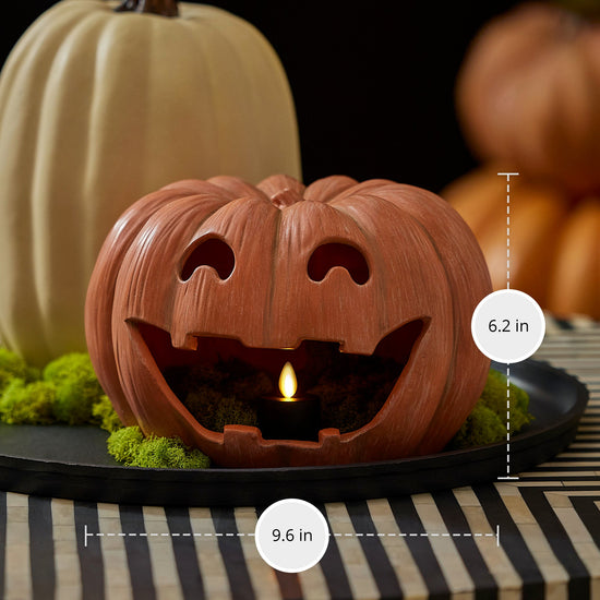 Orange Jack-o'-lantern Pumpkin Tealight Holder