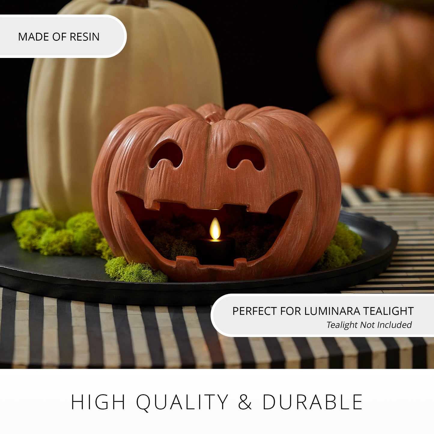 Orange Jack-o'-lantern Pumpkin Tealight Holder