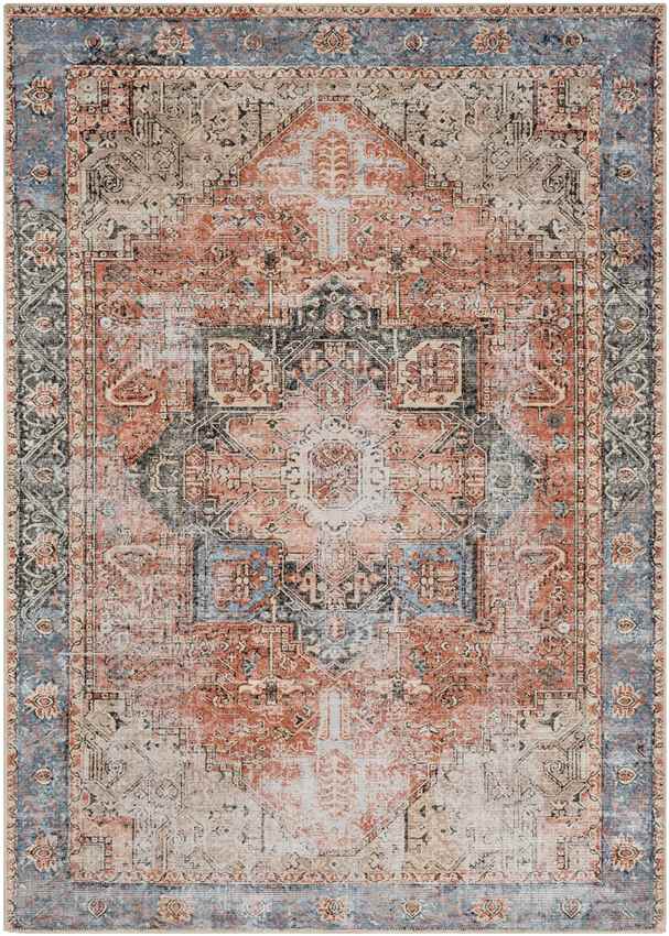 Nora Traditional Washable Mandala Rug, Brown/Tan/Ivory