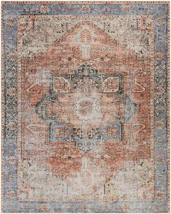 Nora Traditional Washable Mandala Rug, Brown/Tan/Ivory