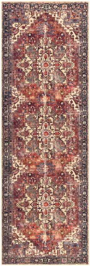 Rome Traditional Washable Rug, Rust