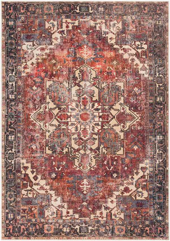 Rome Traditional Washable Rug, Rust